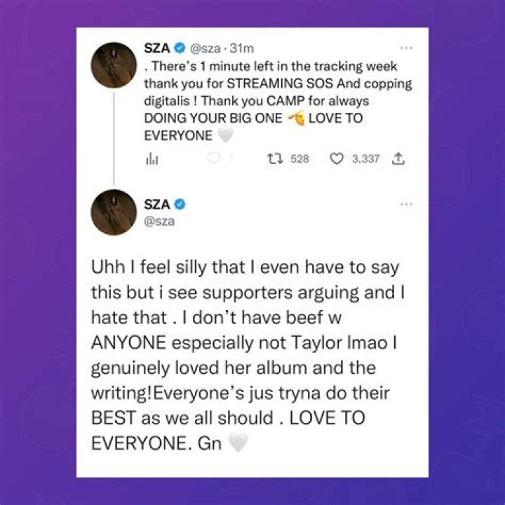 
SZA Squashes Rumored ‘Beef’ with Taylor Swift and Says She ‘Genuinely Loved’ Her ‘Midnights’ Album 